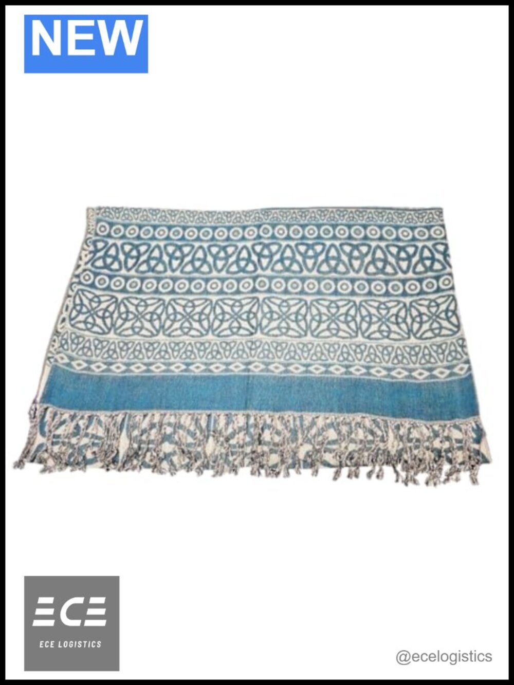 100% Viscose Celtic Trinity Knot Scarf Fringe Women 28x70